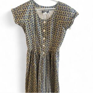 Vintage prairie blue and yellow paisley dress deadstock NWT boho midi